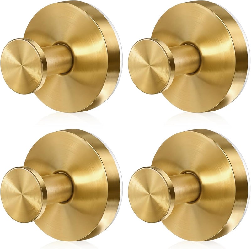 Dntorx Vacuum Suction Cup Hooks, 4 Pack Stainless Steel Suction Hooks for Shower Bathroom Towel Hooks Shower Hooks Holders Shower Hooks Hanging Towels, Loofah, Robe, Coat(Gold) - Image 1